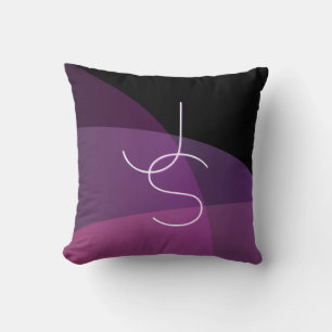 Your Overlapping Initials Modern Purple & Pink Throw Pillow