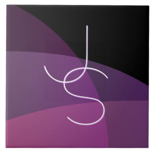 Your Overlapping Initials   Modern Purple & Pink Tile