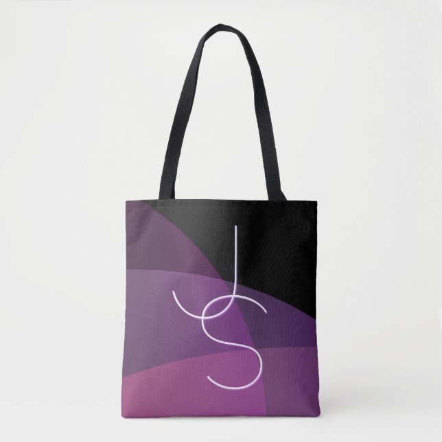 Your Overlapping Initials | Modern Purple & Pink Tote Bag (Front)