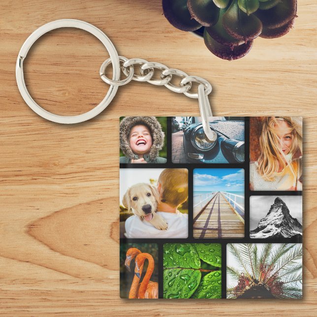 Your Own 18 Photo Collage Framed Black Keychain (Creator Uploaded)