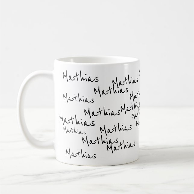 your own black script names on white coffee mug (Left)