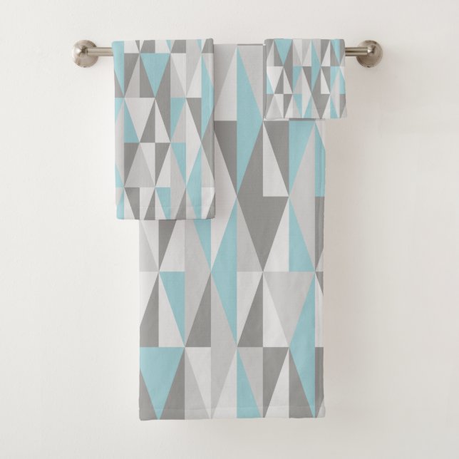 Your Own Colour Mid-century Modern Style Diamonds Bath Towel Set (Insitu)