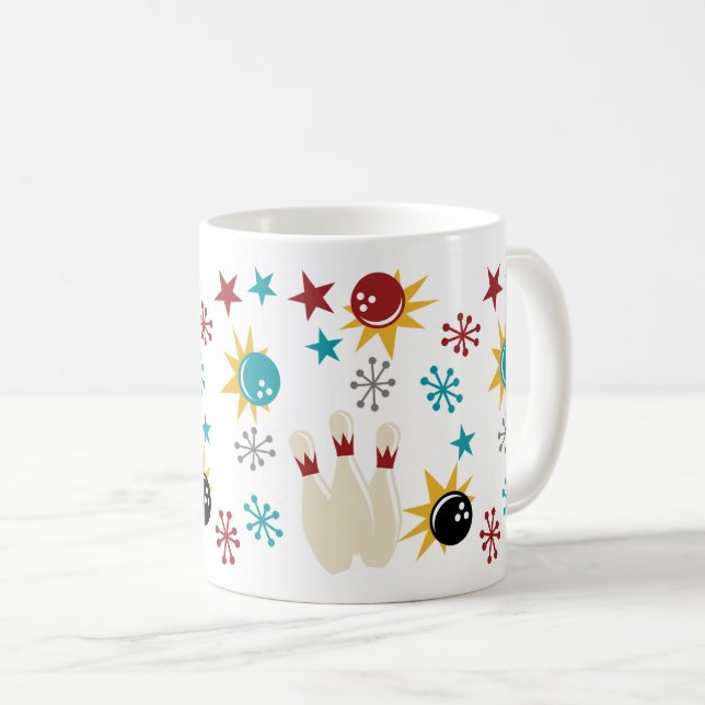 Your Own Colour Retro Bowling Theme Coffee Mug (Front Right)