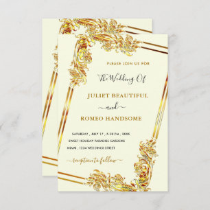 Your Own Design Art Framed Gold Wedding Invitation