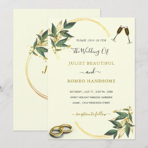 Your Own Design Leaves Gold Wedding Invitation