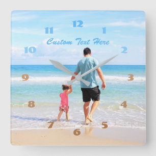 Your Own Design Photo Text Font Name - Super DAD Square Wall Clock