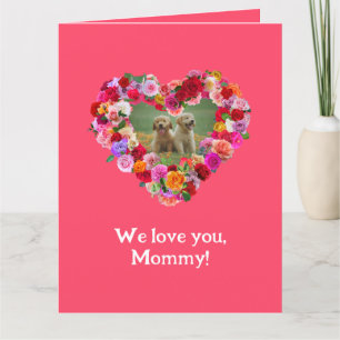 Your Own Dog Photo Mother's Day Roses Heart Card