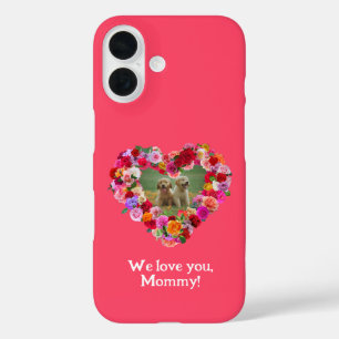 Your Own Dog Photo Mother's Day Roses Heart iPhone 16 Case