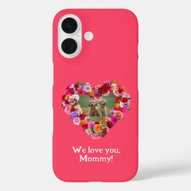 Your Own Dog Photo Mother's Day Roses Heart Case-Mate iPhone Case (Back)