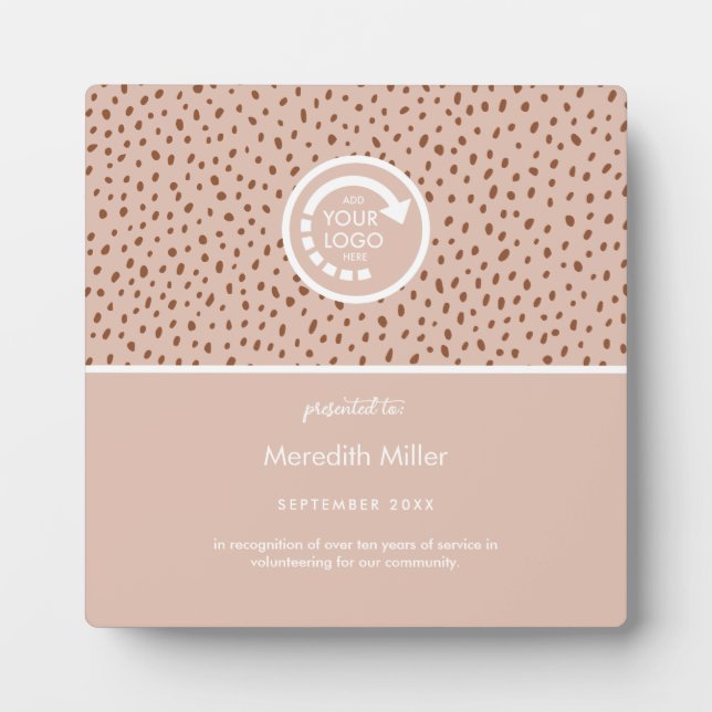 YOUR OWN LOGO Beige & Boho Brown  Plaque (Front)