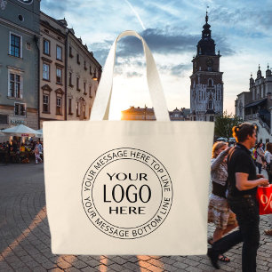 Your Own Logo & Customizable Circular Text Large Tote Bag