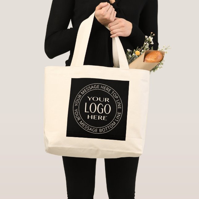 Your Own Logo & Customizable Circular Text Large Tote Bag (Front (Product))