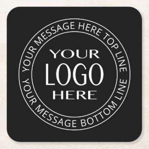 Your Own Logo & Customizable Circular Text Square Paper Coaster