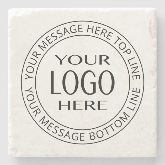Your Own Logo & Customizable Circular Text Stone Coaster (Front)
