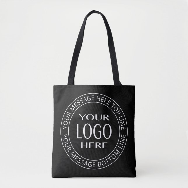Your Own Logo & Customizable Circular Text Tote Bag (Front)