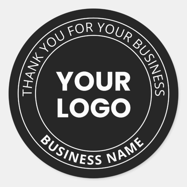Your Own Logo & Thank You Editable Message Classic Round Sticker (Front)