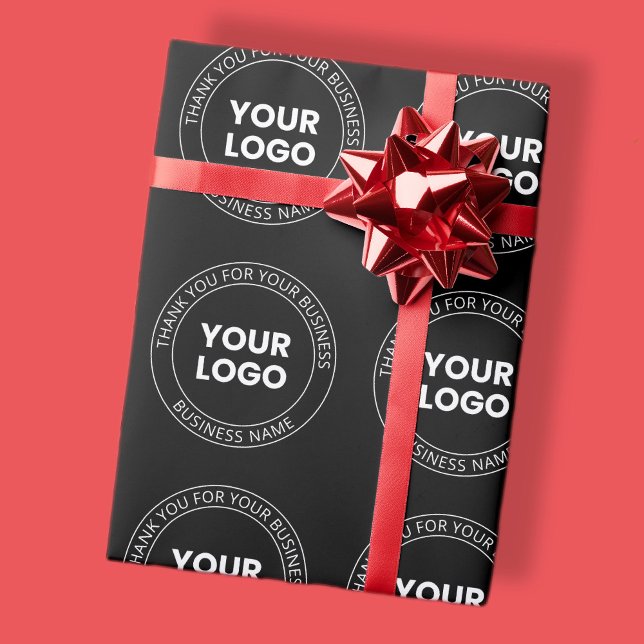 Your Own Logo & Thank You Editable Message Wrapping Paper (Creator Uploaded)