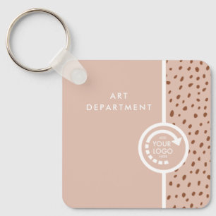 YOUR OWN LOGO Trendy Beige & Terracotta Dots Keychain