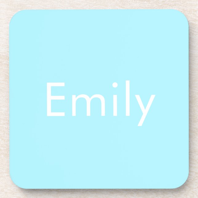 Your Own Name or Word | Soft Sky Blue Coaster (Front)
