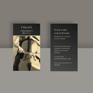 Your own photo cello musician gold Business Card