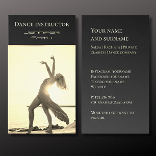 Your own photo dance teacher gold Business Car Card