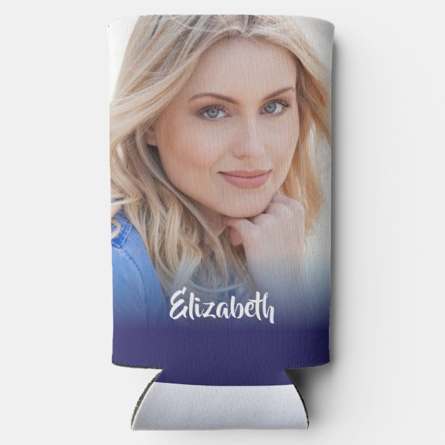 Your Own Photo Monogram Graduation Seltzer Can Cooler (Back)