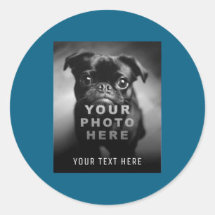 Your Own Simple Single Photo Text  Classic Round Sticker