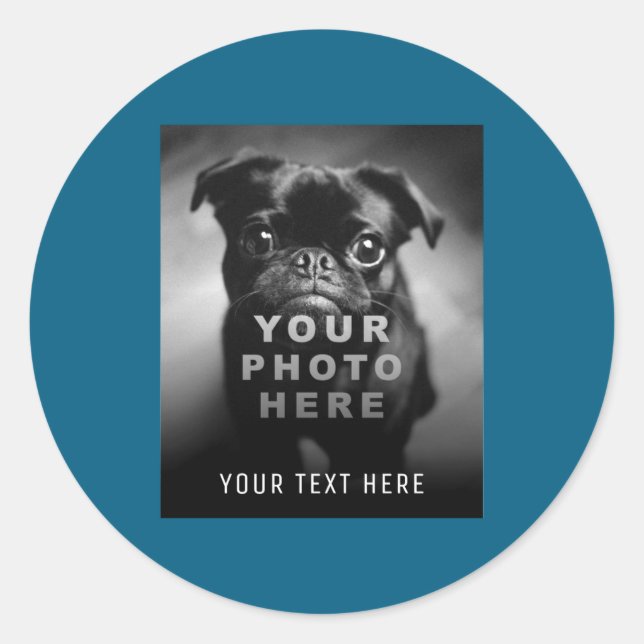 Your Own Simple Single Photo Text  Classic Round Sticker (Front)