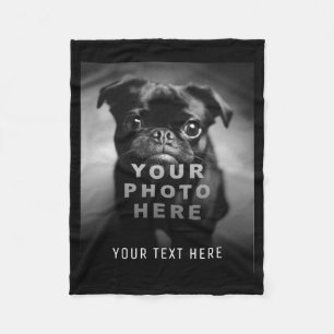 Your Own Simple Single Photo Text  Fleece Blanket