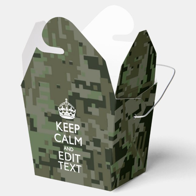 Your Own Text Digital Camo Woodland Keep Calm Favor Box (Opened)