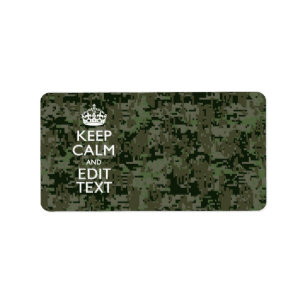 Your Own Text Digital Camo Woodland Keep Calm Label