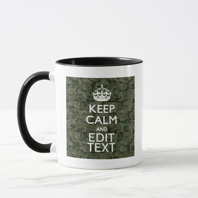 Your Own Text Digital Camo Woodland Keep Calm Mug (Left)