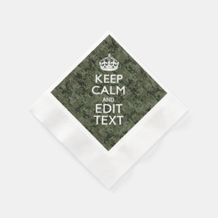 Your Own Text Digital Camo Woodland Keep Calm Napkin