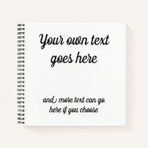 Your own text on the front. Black text on white