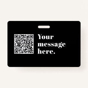 Your own Uploaded QR code & Editable Retro Text Badge