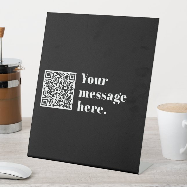 Your own Uploaded QR code & Editable Retro Text Pedestal Sign (In SItu)