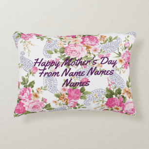 Your own words my word customized text Pink Floral Accent Pillow