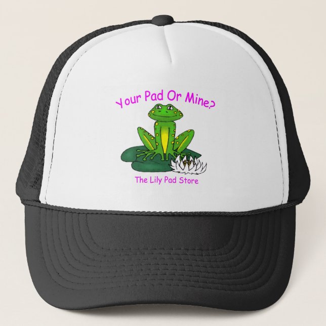 Your Pad or Mine - Black/Pink -  Trucker Hat (Front)