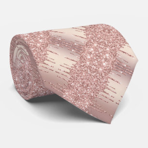 Your Party Neck Tie Rose Gold Blush Glitter Drips