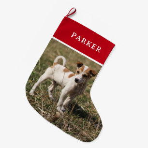 Your Personalized Pet Photo Custom Red Large Christmas Stocking
