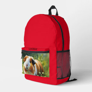 Your Pet Animal Photo Red Printed Backpack