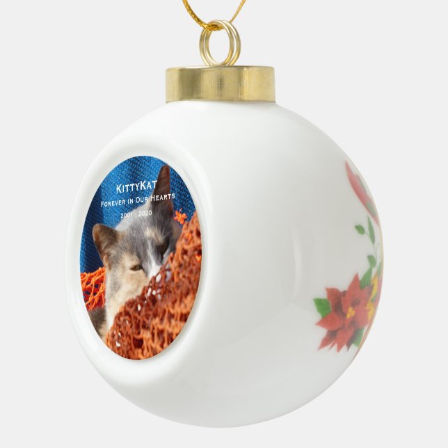 YOUR Pet Cat or Dog PHOTO Personalized Ceramic Ball Christmas Ornament (Right)