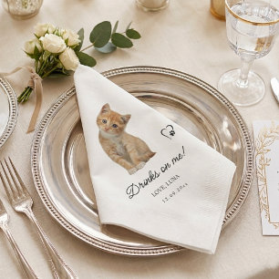 Your Pet Cat Photo Custom Wedding  Napkin
