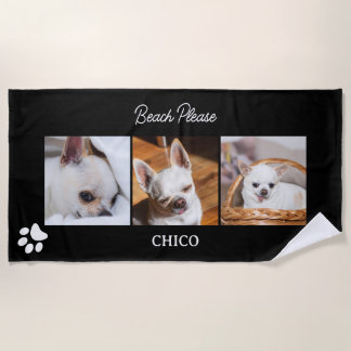 Your pet dog chihuahua custom photos collage name beach towel