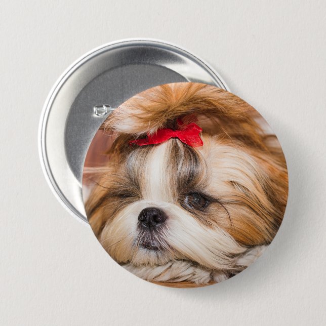 Your pet dog puppy custom photo 3 inch round button (Front & Back)