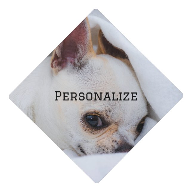 Your pet dog puppy custom photo and text graduation cap topper (Front)