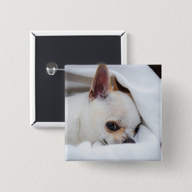 Your pet dog puppy custom photo chihuahua 2 inch square button (Front & Back)