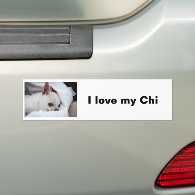 Your pet dog puppy custom photo chihuahua and text bumper sticker (On Car)
