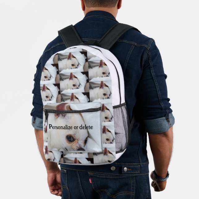 Your pet dog puppy custom photo chihuahua and text printed backpack (Insitu (Model))