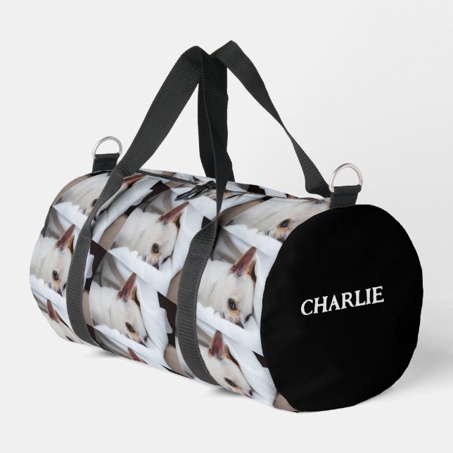 Your pet dog puppy custom photo chihuahua Gym Duffle Bag (Left Corner)
